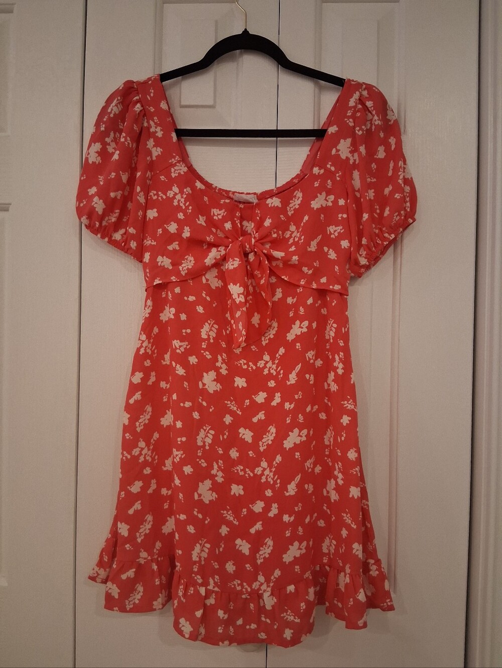 Hot Pink Floral Tie-Front Mini Dress